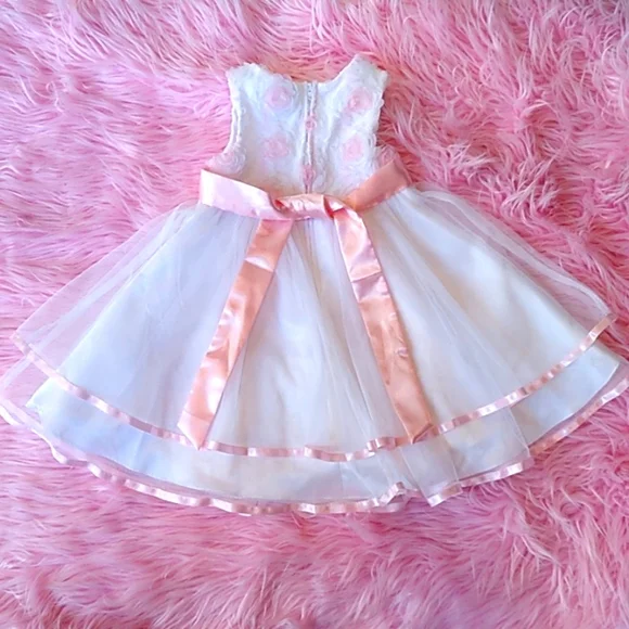 Rare Editions Dress Little Girls Sz 3T 🤍White 💕Pink Formal / Occasion - Picture 6 of 10